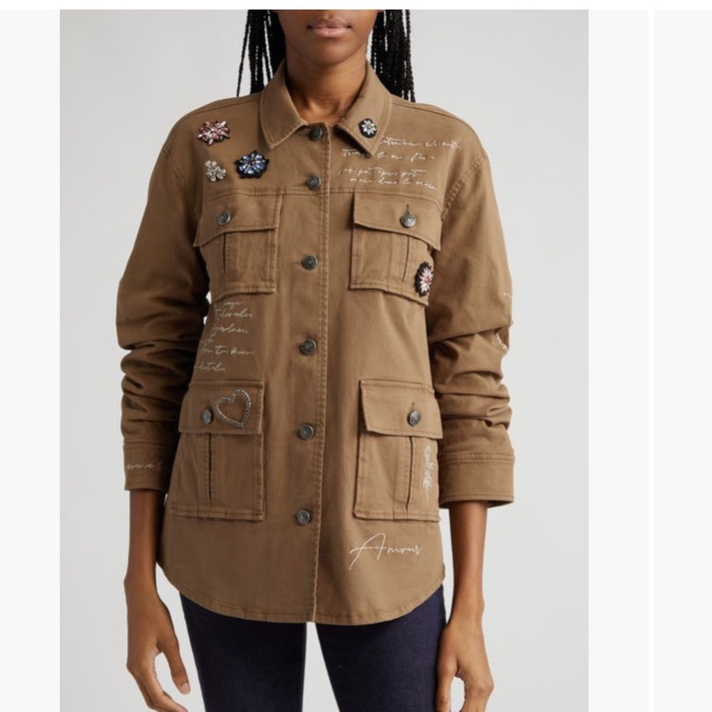 Cinq à Sept olive Embroidered Jacket